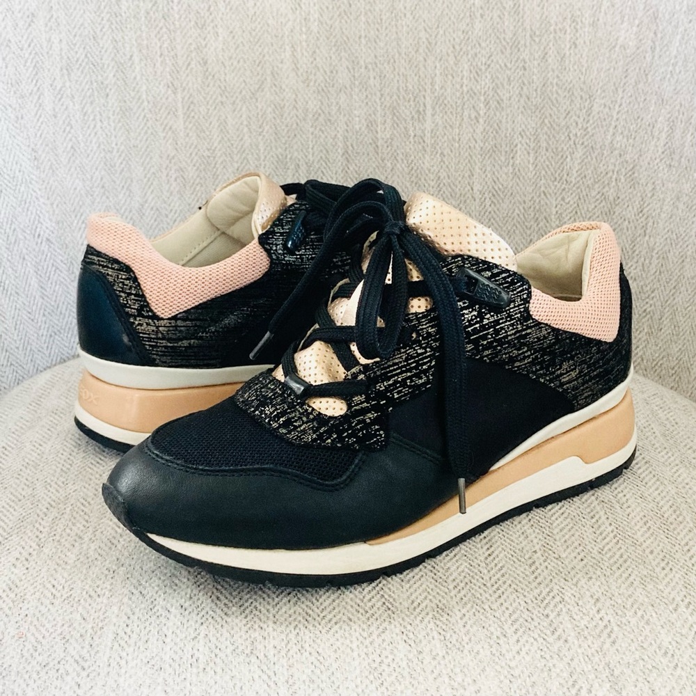 Geox Black Pink Women's Sneakers Shoes